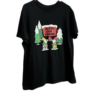 Bless Our Gnome black graphic tee shirt XL